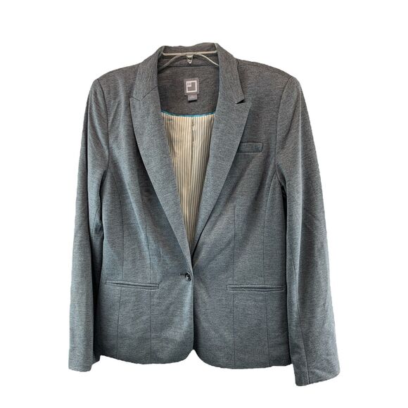 JCP JC Penny Womens One Button Blazer Sz Large Gray Padded Lined Office Workwear - Picture 1 of 10
